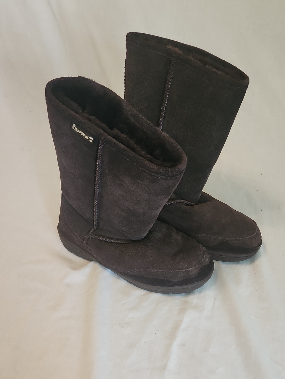 BearPaw Dark Brown Suede Shearling Boots